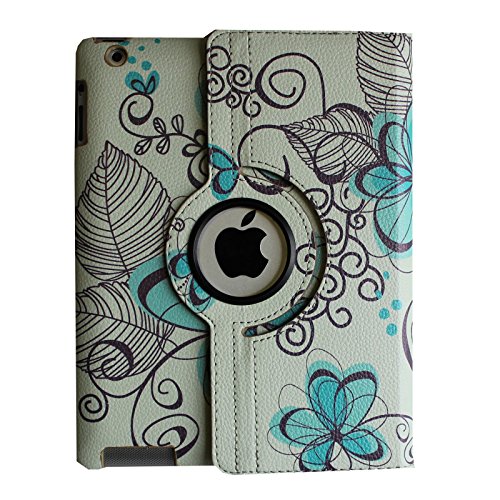 Ipad Air Case, Jytrend (R) Rotating Stand Smart Case Cover Magnetic Auto Wake Up/Sleep For Ipad Air (Air 1) A1474 A1475 A1476 (Blue Lotus) #TOP1