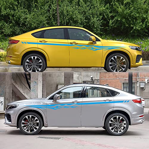 Fochutech 1 Set Car Auto Body Sticker Flame Self-Adhesive Side Truck Vinyl Graphics Decals (Blue) #TOP3