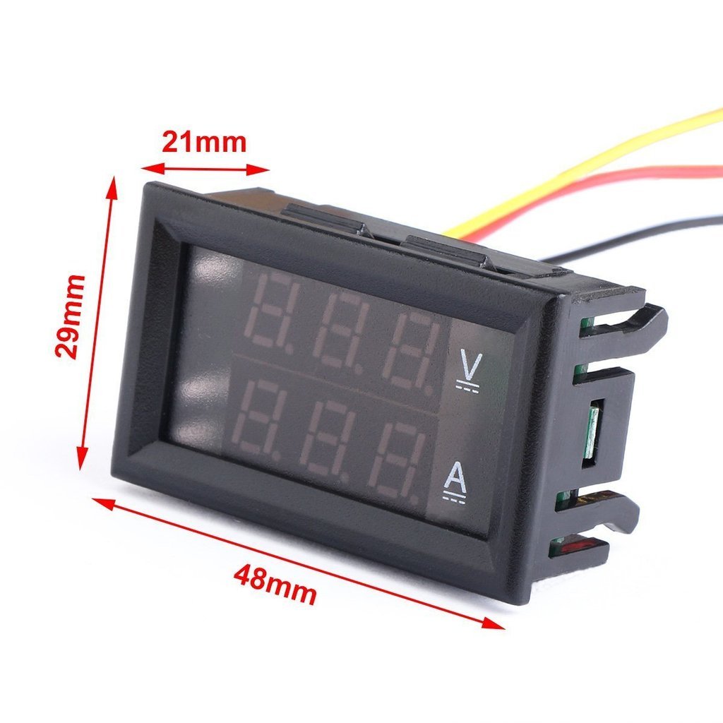 Amperometro voltmetro digitale LED 100V DC 100A doppio display misuratore tensione corrente con shunt