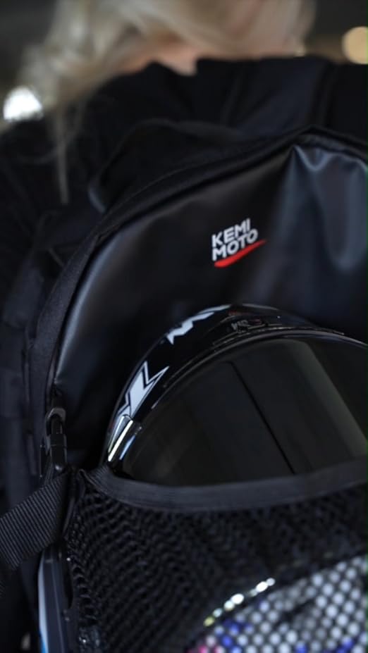 KEMIMOTO 20L Helmet Backpack with Hidden Helmet Net, Black, Urban
