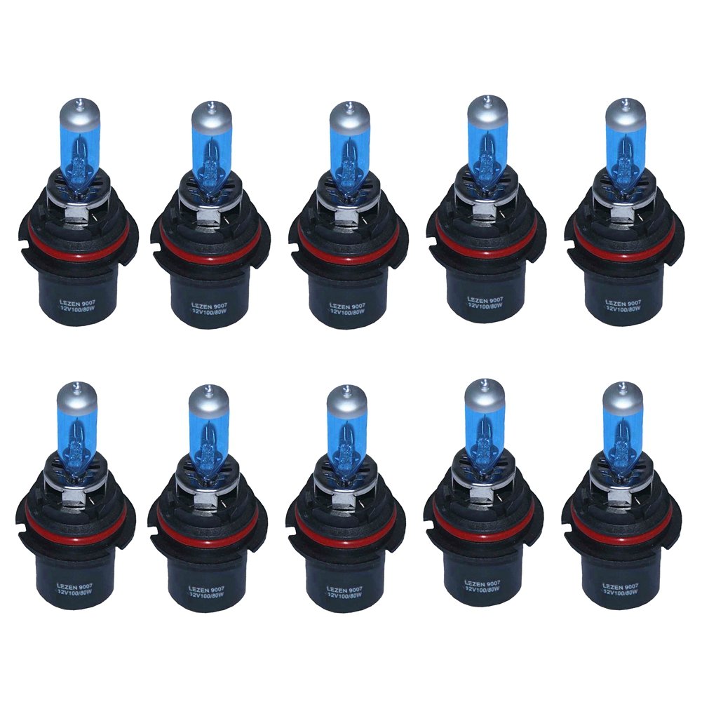LEZEN 9007 HB5 12V 100/80W Xenon Filled Halogen Bulb Super White (Pack of 10)