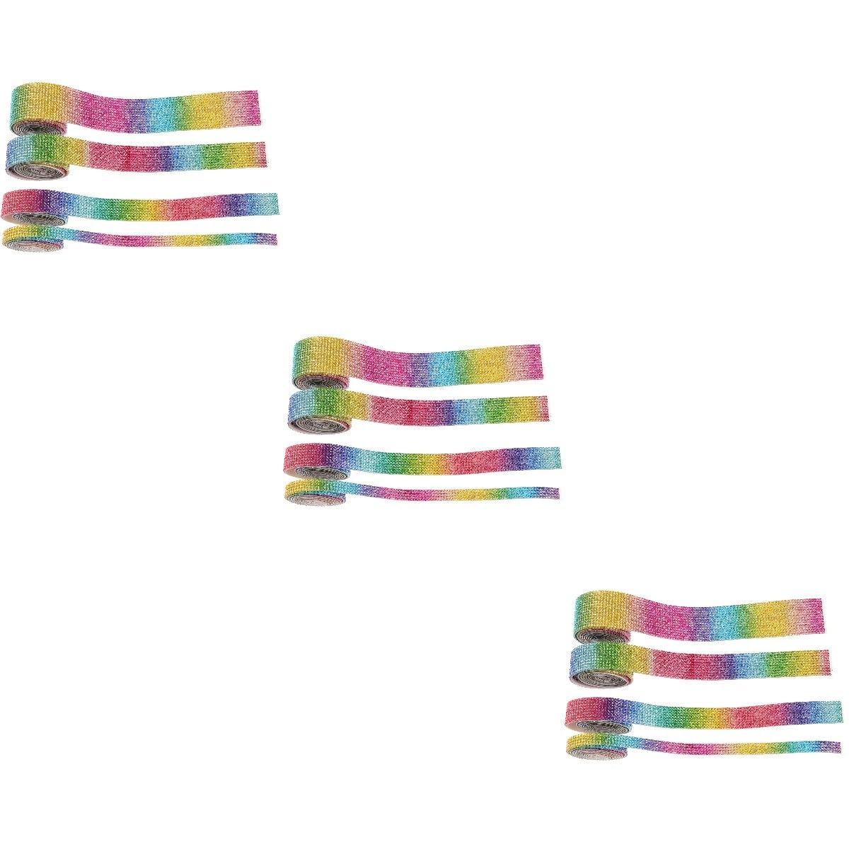 EXCEART 3 Sets Diamantband Für Hochzeiten Strassbesatz Selbstklebendes Diamantband Einfach Zu Dekorieren 8 Farbsortiment 4 Rollen * 3
