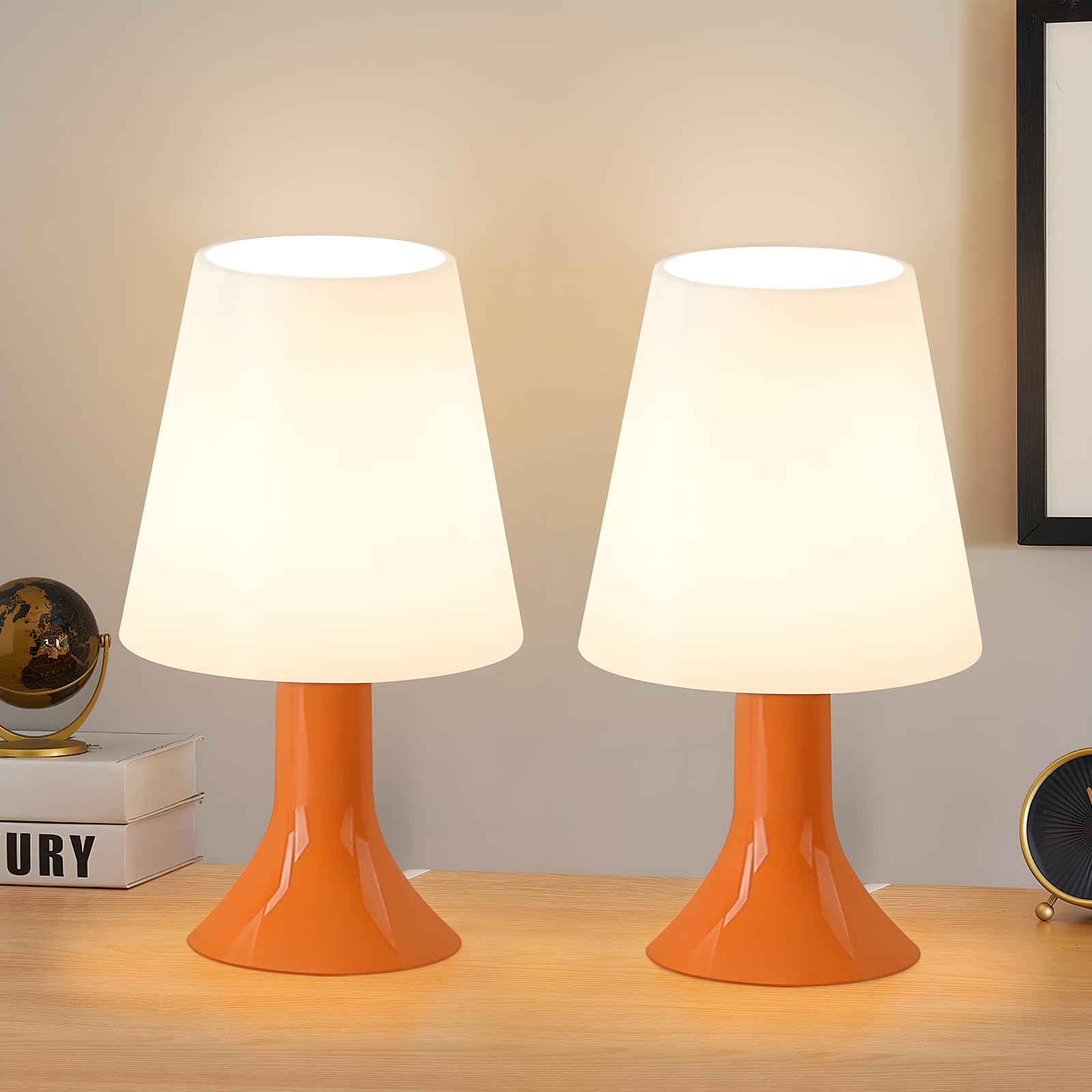 YBING Nachttischlampen Set, 2 Stück, Schwarz, Metall Mit Leinenschirm – Flimmerfreies Licht, Für Schlafzimmer & Wohnzimmer