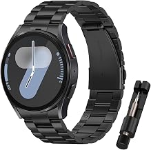 Metal Strap Compatible with Samsung Galaxy Watch 7/6/5/4 40mm/44mm, 6 Classic 47mm/43mm, 5 Pro 45mm, 4 Classic 46mm/42mm, 3 41mm, 20mm Stainless Steel Replacement Strap for Men and Women.(Black)