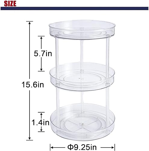 Miniatura 3 de Tocadiscos antideslizantes de 3 niveles Lazy Susan - Estante giratorio de 360 grados para cocina, armario y despensa