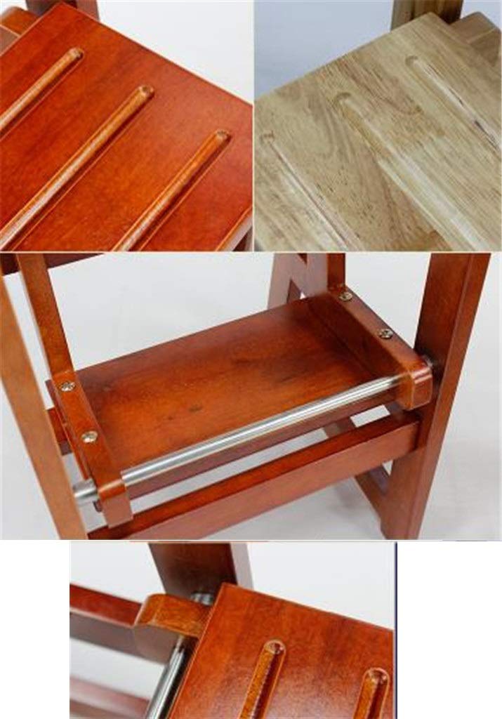 Escalera de madera de dos escalones, taburete de escalera de altura de doble color, estante de almacenamiento de madera maciza, accesorios de metal, escalera para el hogar/marrón/29 x 48 x 70 cm