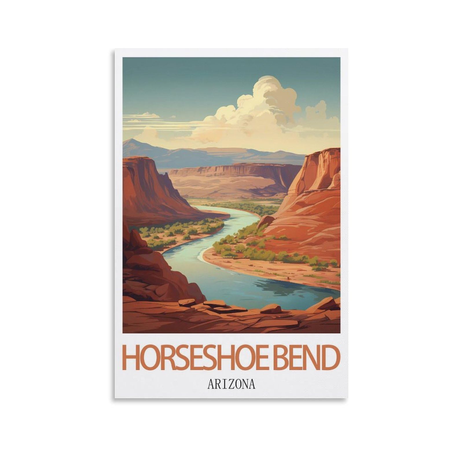 Metal Sign Tin Sign,Horseshoe Bend Arizonas,Cave Signs Art Plaque Poster Wall Decor for Home Kitchen Bar Club Coffee Shop Orchard Decoration 15x30cm