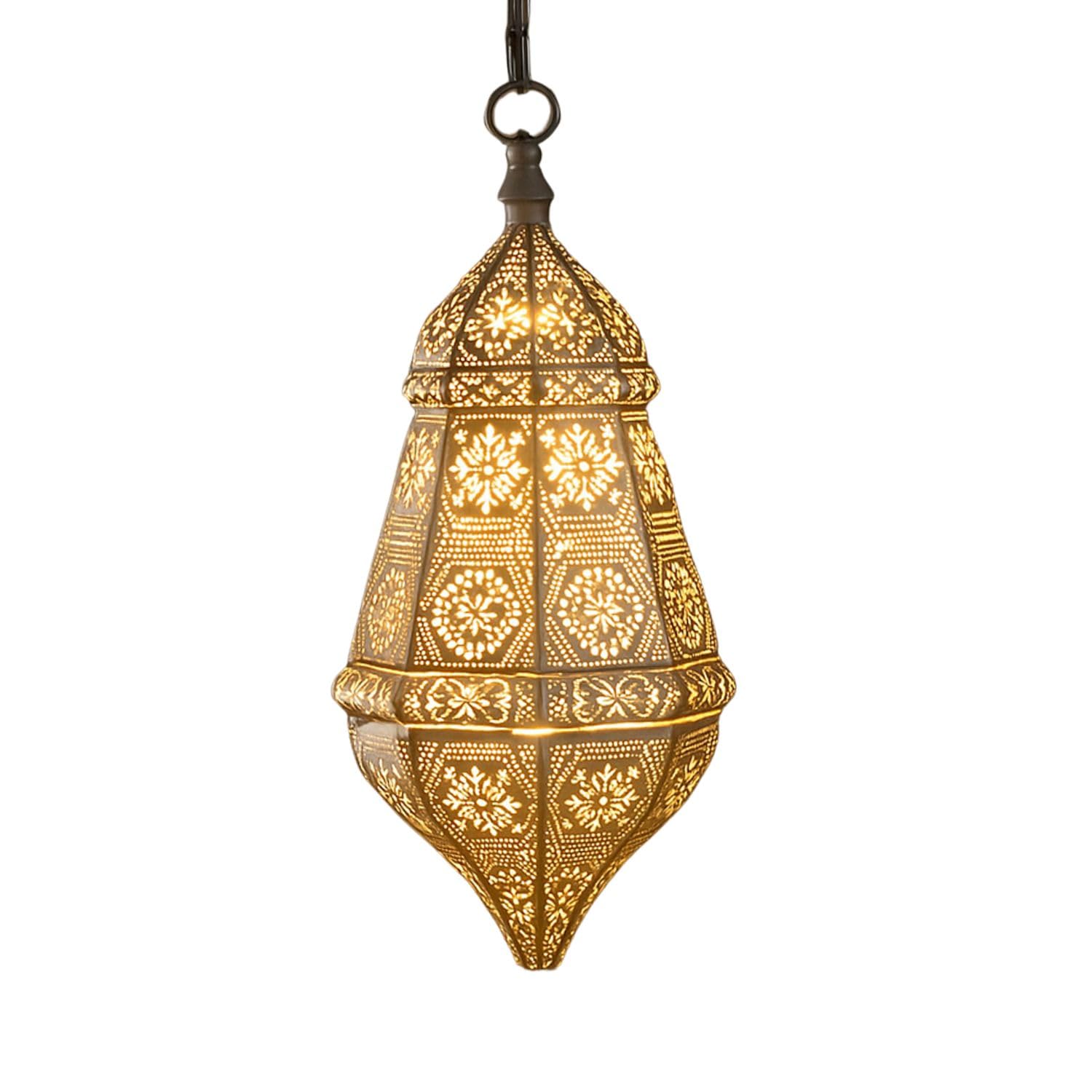Orientalische Pendelleuchte Salma aus Metall in Weiß 40 cm Wohndeko