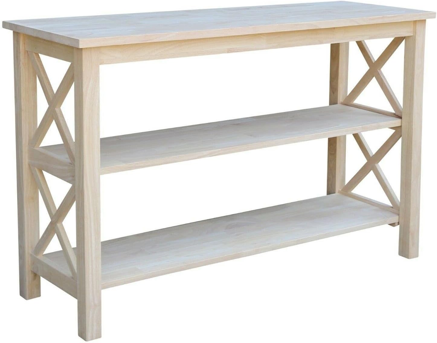 LCSA Farmhouse Console Sofa Table Tall Narrow Solid Wood Furniture Unfinished 48 Wide