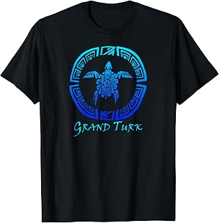Grand Turk, Turks & Caicos Vintage Tribal Turtle Vacation T-Shirt