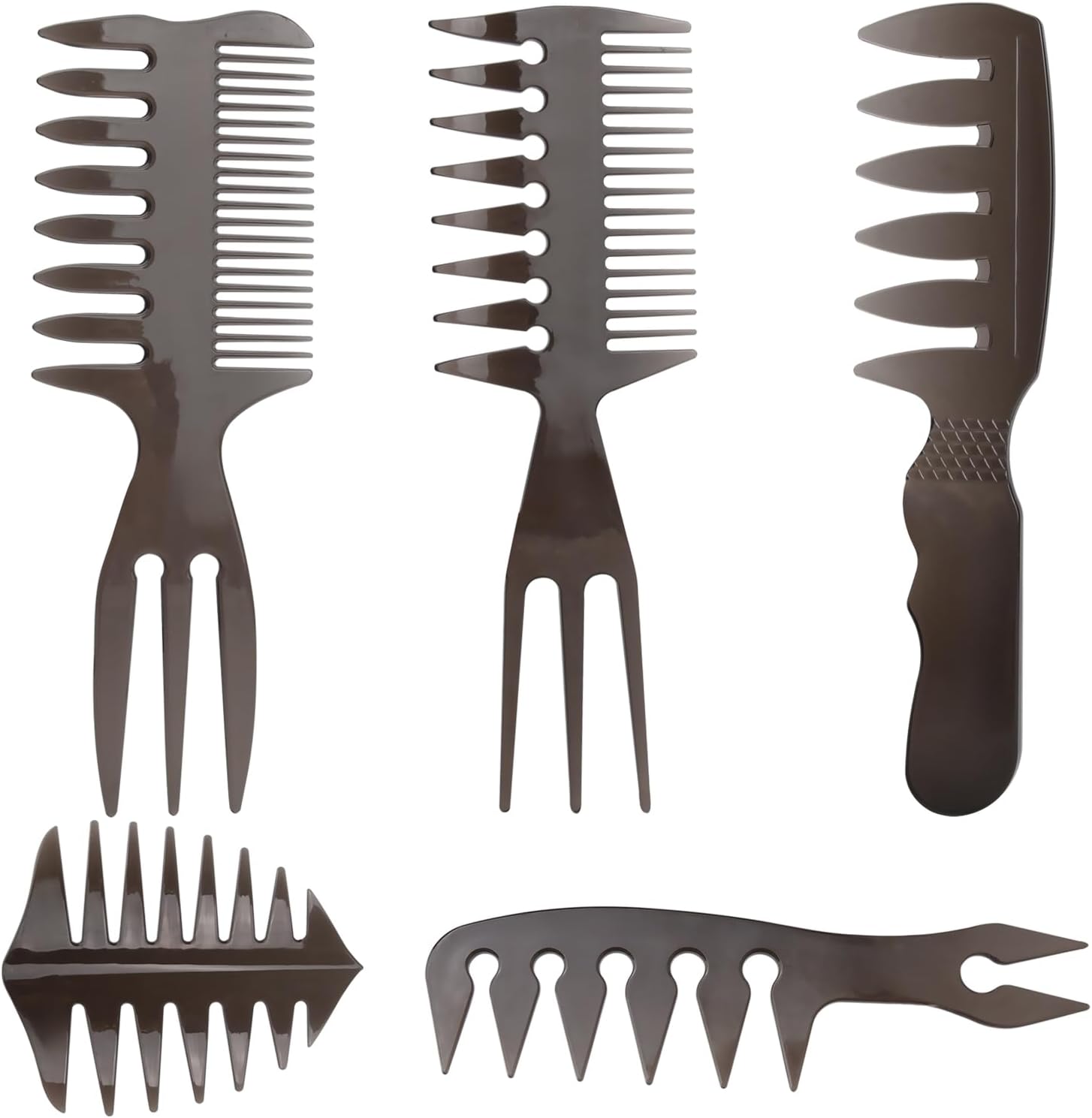 Noverlife 5PCS Men's Pompadour Hairstyling Combs, Professional Wide Teeth Texture Comb for Slicked Back Hairstyle, Retro Oil Head Hair Brushes for Barber Hairdressing Hair Pick Comb