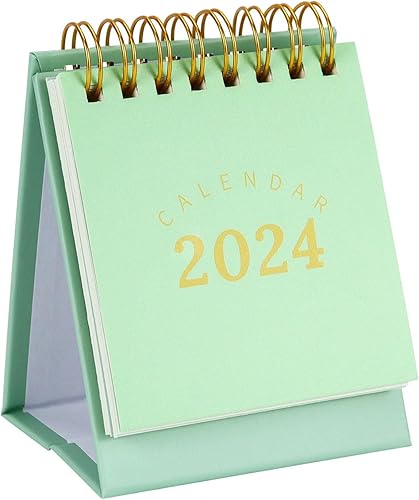 Koqye - Mini calendario de escritorio 2024, calendario de escritorio pequeño (3.9 x 3 pulgadas), calendarios mensuales de año académico con bobina