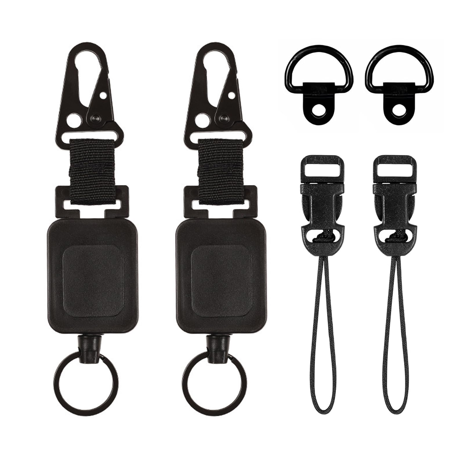 SwiftServ 2 Pack CB Mic Retractable Holder with Heavy Duty 24" Stainless Steel Cord, Easy D-Ring Mount for Truck Drivers