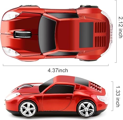 Miniatura 6 de EALEK Ratón inalámbrico para laptop, 2.4G Cool Sports Car Mouse USB Óptico Ratones de computadora para portátilPCWindowsNotebookMac (rojo)