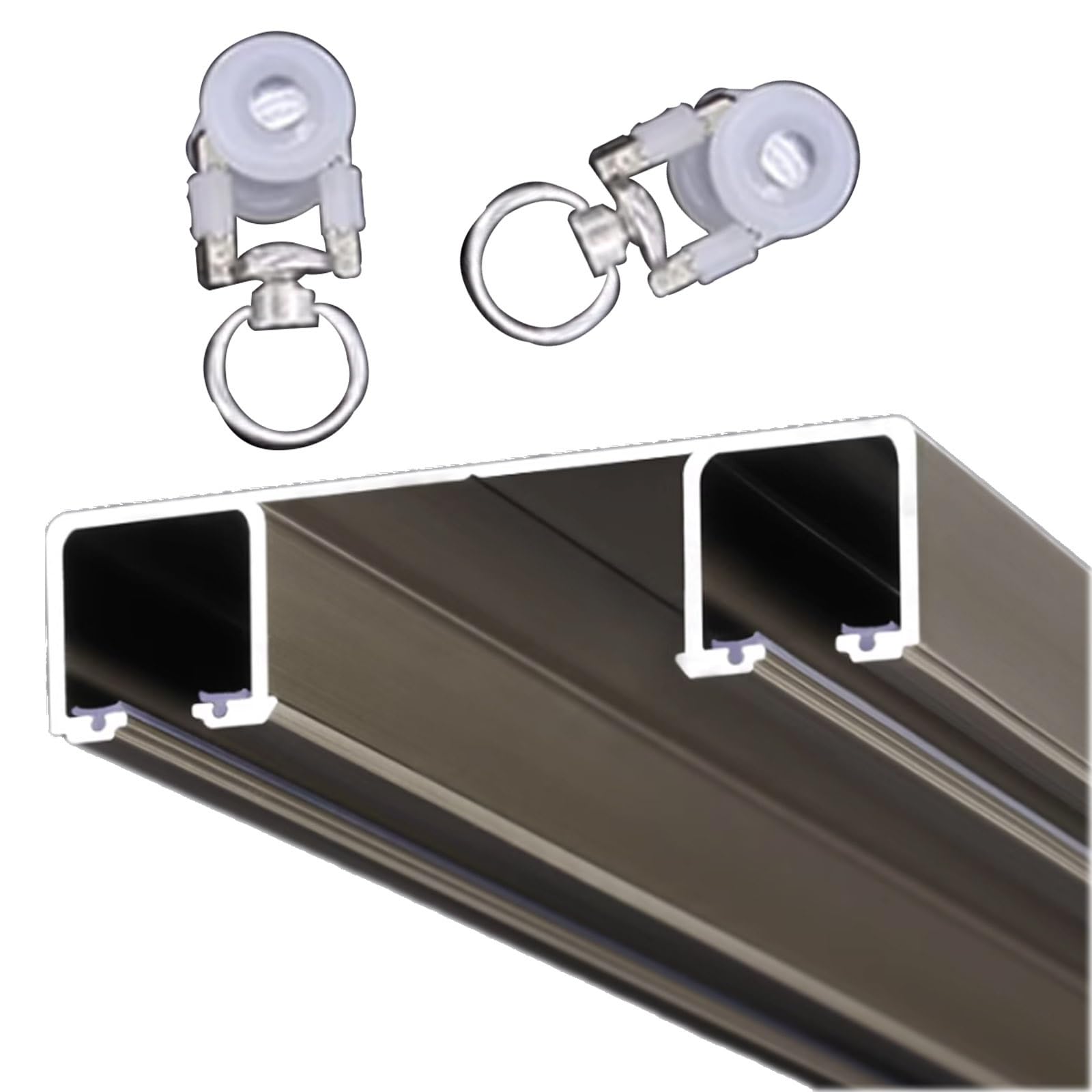 Aluminum Curtain Conjoined Double Track Rails Silence Curtain Track Wall Mounted Curtain Double Rails Room Dividers Curtain Tracks System-Sliding Curtain Rail For Heavy Curtains(Gold,250cm)