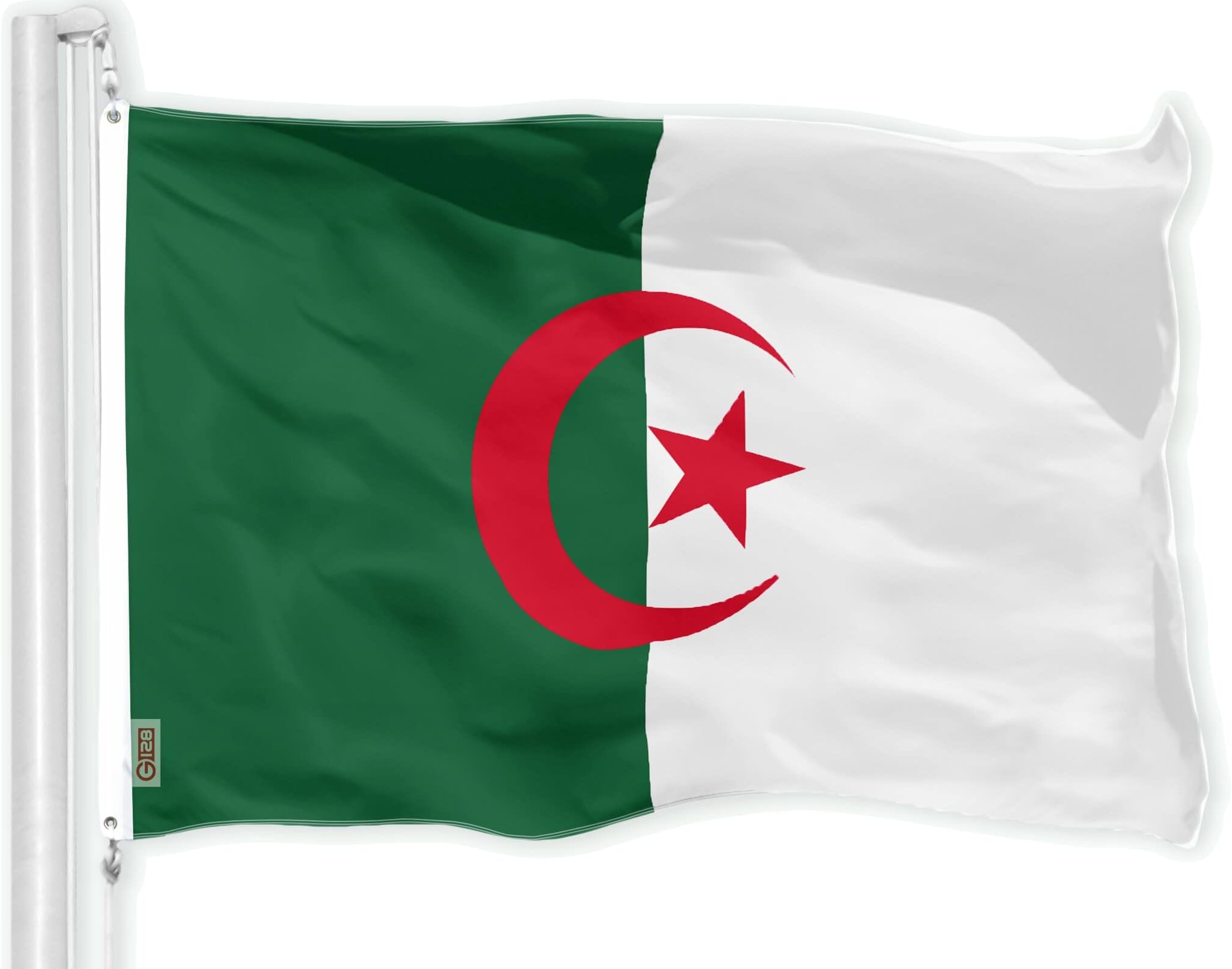 G128 Algeria Algerian Flag | 3x5 Ft | LiteWeave Pro Series Printed 150D Polyester | Country Flag, Indoor/Outdoor, Vibrant Colors, Brass Grommets, Thicker and More Durable Than 100D 75D Polyester