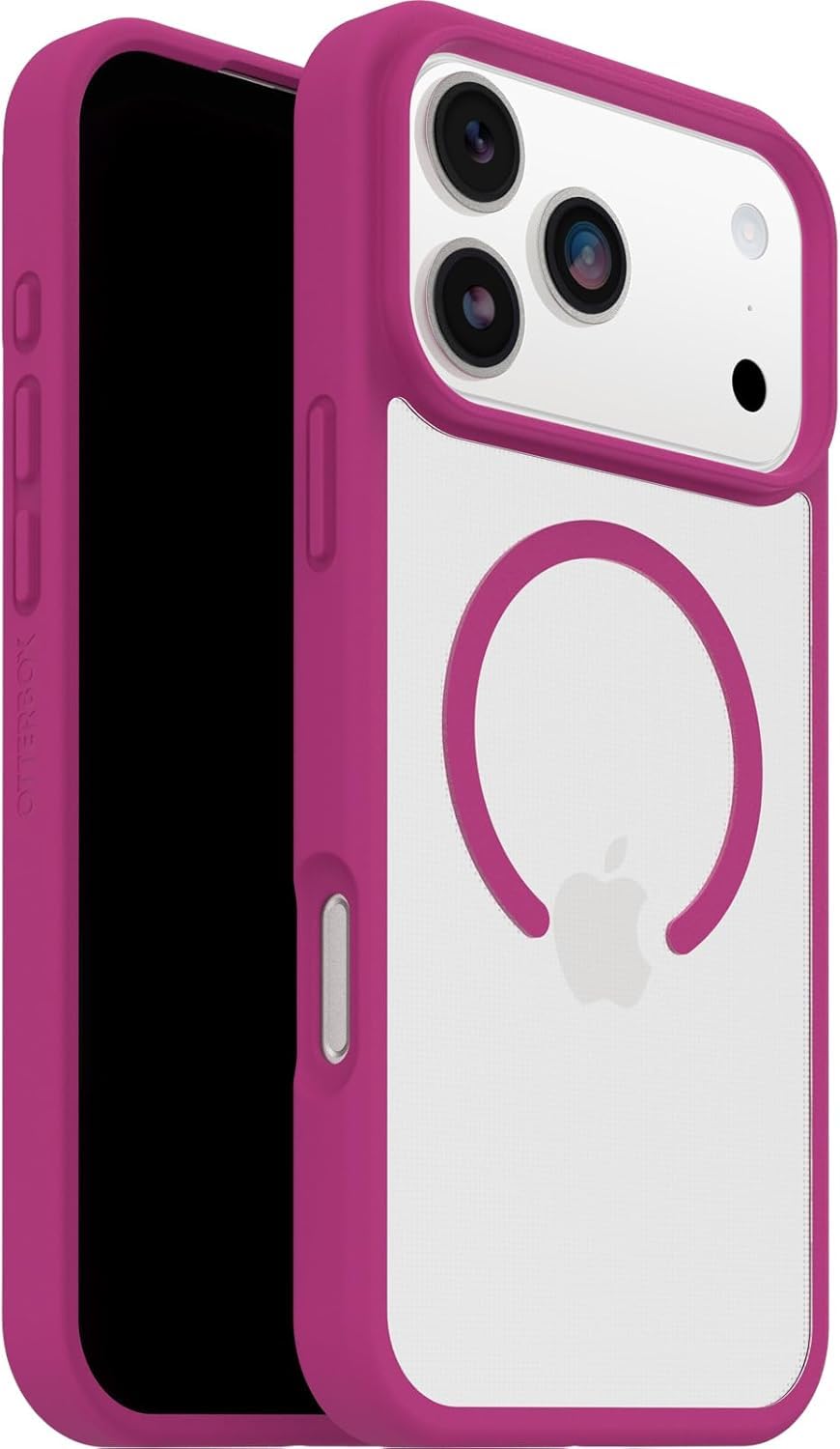 OtterBox React Series MagSafe cover per iPhone 17 Pro Max, Testata a norme MIL-STD 810G, Trasparente/Rosa + OtterBox Glass Pellicola protettiva in Vetro temperato per iPhone 17 Pro Max
