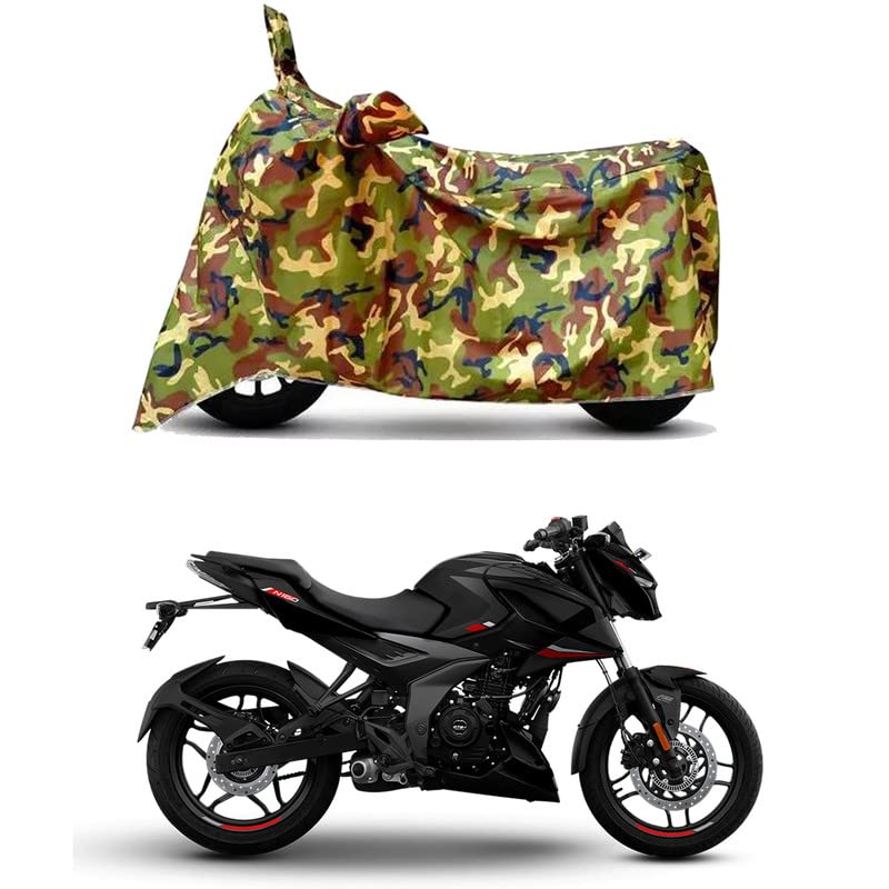 Image of Waterproof 100% PVC Coated Full Bike Scooty Two Wheeler Body Cover Compatible for Bajaj Pulsar N160 /UV-Rays /Heat Protection /Birds Dropping /Scratchproof /Dust Proof [6X6 Jungle Print]