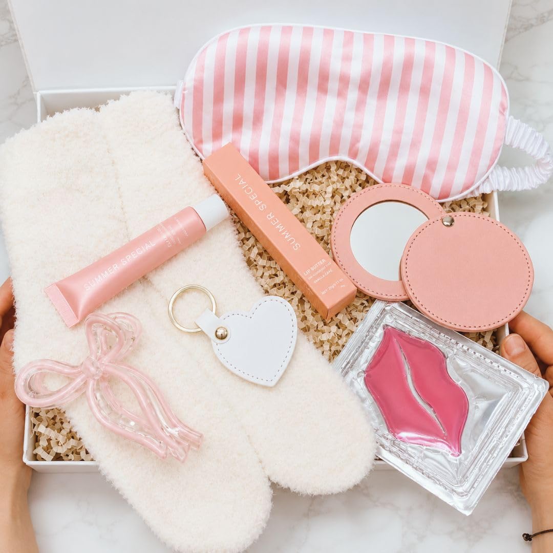 Hello Gifts Cofanetto regalo per donne, set regalo per lei auto-cura, regalo spa con calzini soffici e dolcetti di bellezza