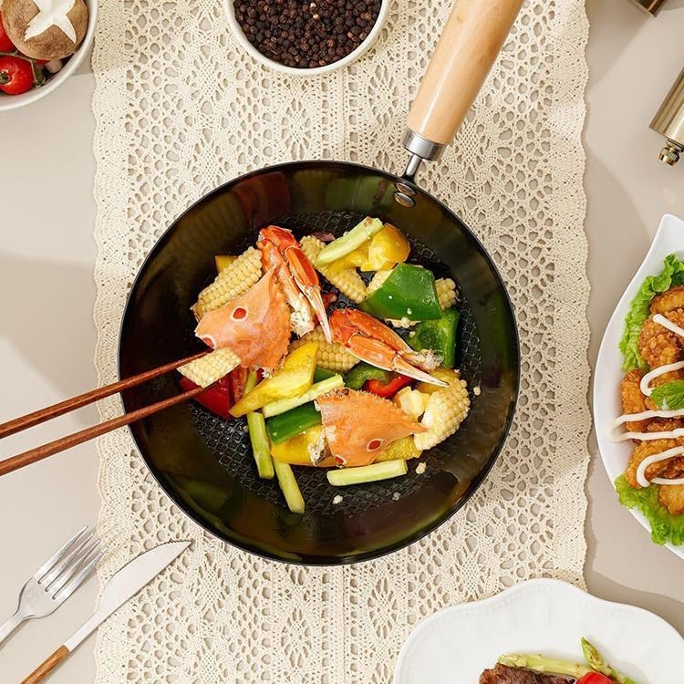 Wok grande con mango antiadherente para cocina a gas miniatura 6