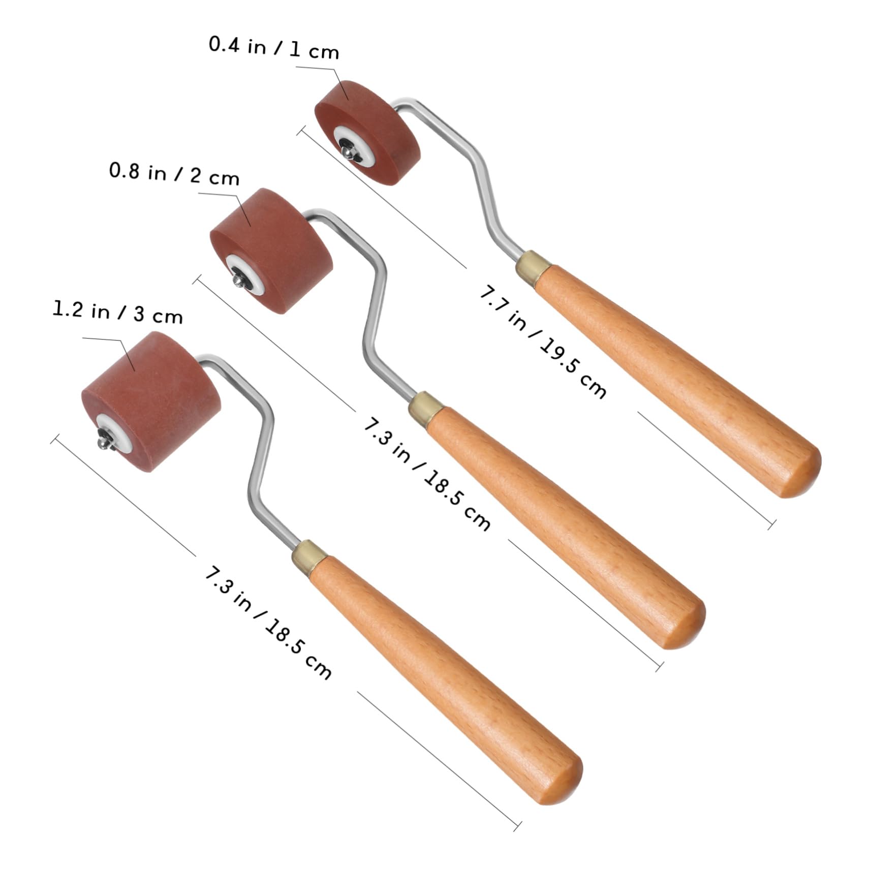 DOITOOL Set de 3 Rodillos de Goma para Brayer Diferentes Anchos para Proyectos Artísticos y Estampado, Uso Multi-funcional y Resultados Excelentes en Impresión