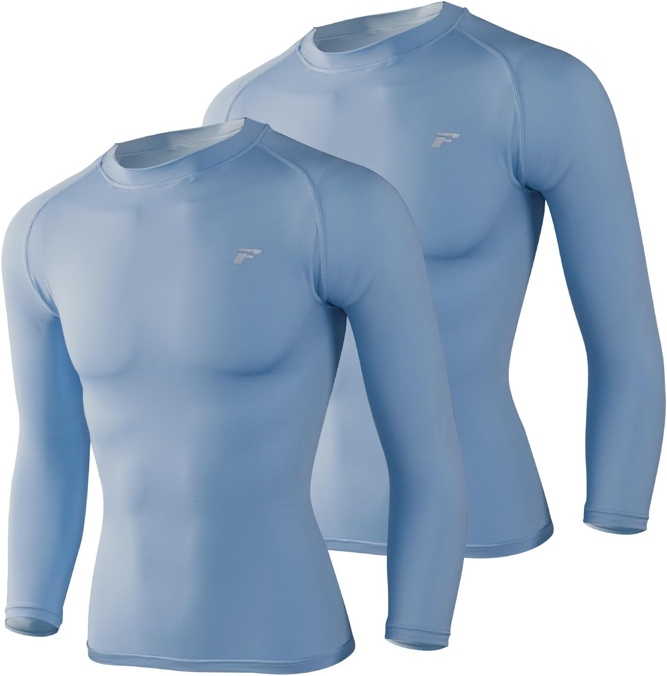Mens 2-Pack Long Sleeve Sun Protection Cooling Shirts with UPF 50+, Quick Dry for Fitness Running & Outdoor Activity