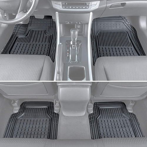Miniatura 3 de Motor Trend FlexTough Rubber Car Floor Mats with Cargo Trunk Liner, Trim to Fit Performance Plus Heavy Duty Liners for Auto SUV Truck Car Van, Thick