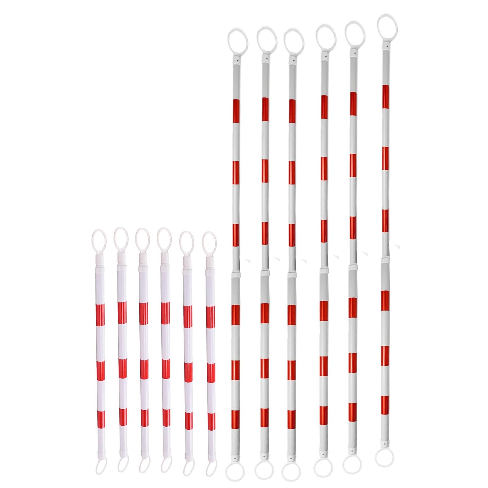 ERRULAN 12 Pcs Retractable Traffic Cone Bar, Flexible Plastic Cones Connectors for Traffic Road Parking Use, Made of Durable PVC with High Intensity Reflective Stickers(White)