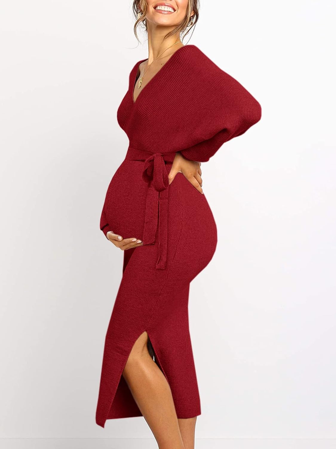 Chang Yun Maternity Nursing Dress Sweater Dress for Women Wedding Guest Dress Baby Shower Maternity Photoshoot Outfits - Image 2