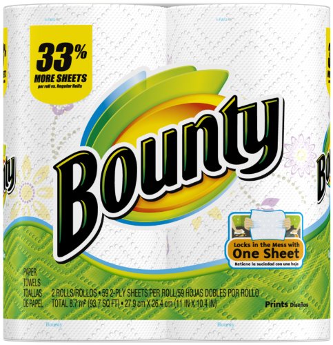 Image of Bounty Paper Towels, Prints - 2 pk