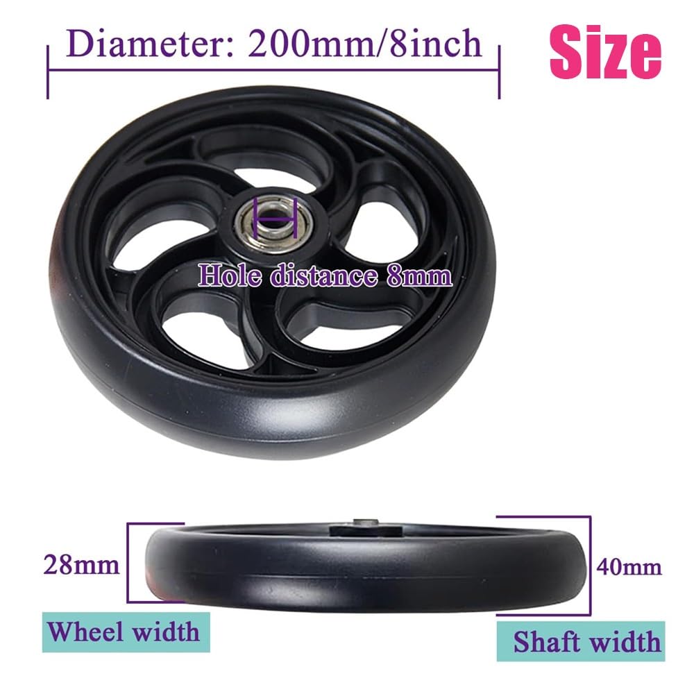 2 Piezas 5/6/8 Pulgadas Delantero Rueda Repuesto Repuestos Sillas De Ruedas Ruedas Delanteras Para Sillas De Ruedas, Ruedas Universales Antideslizante(20cm/8inch)