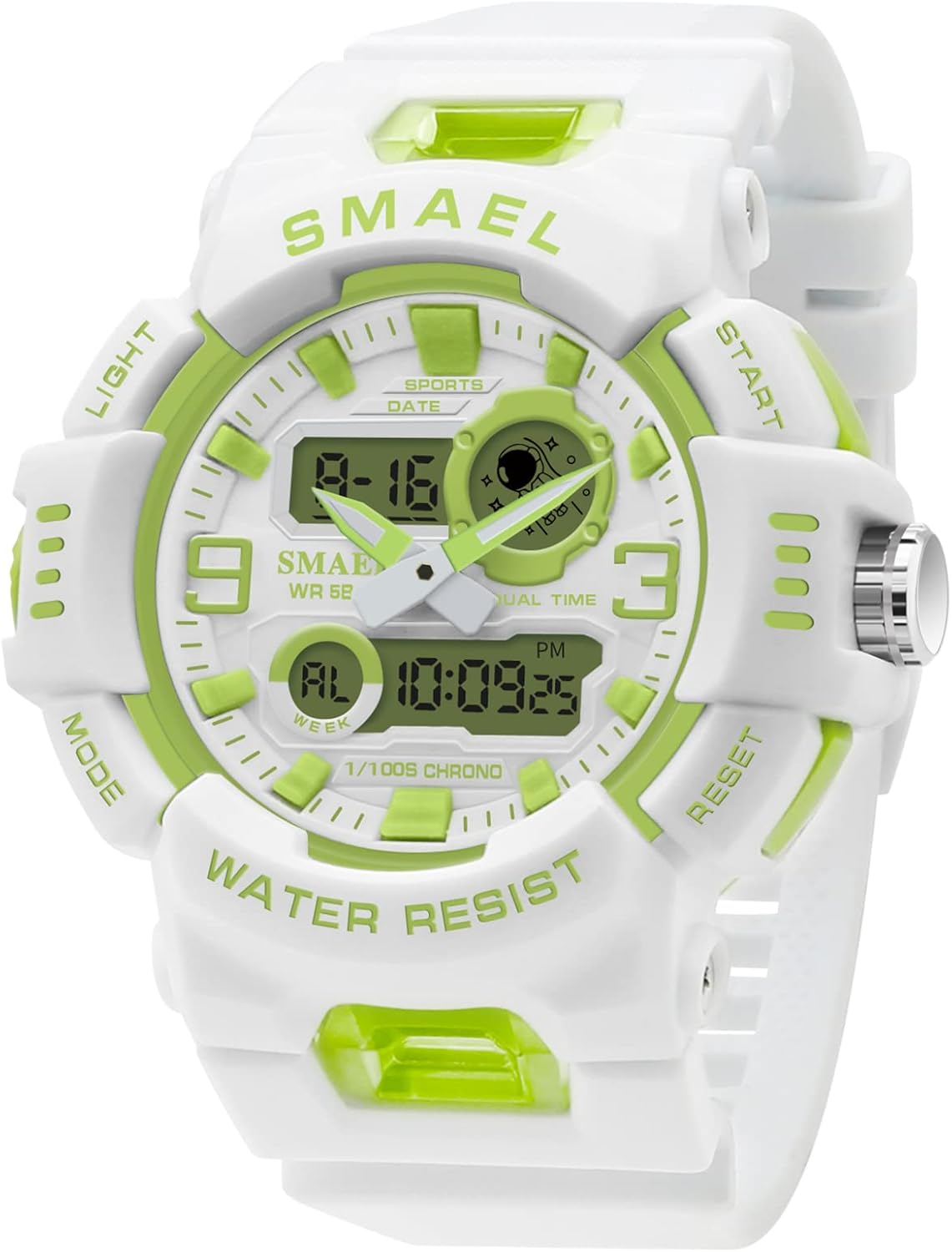 Gosasa Dual time Zone Multifunctional Watch, Digital Electronic Waterproof Sports Watch, Leisure Watch, Student Youth Vitality Candy Color Student Watch (Light Green)