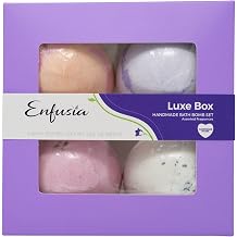 Enfusia 4 Pack Bath Bomb Gift Set - 4 Fragrant Handmade Bath Bombs for Women & Men - Relaxing, Rejuvenating, Beautifully Scented & Packaged - Aromatherapy Gifts for Friends, Bridesmaids and Self-Care