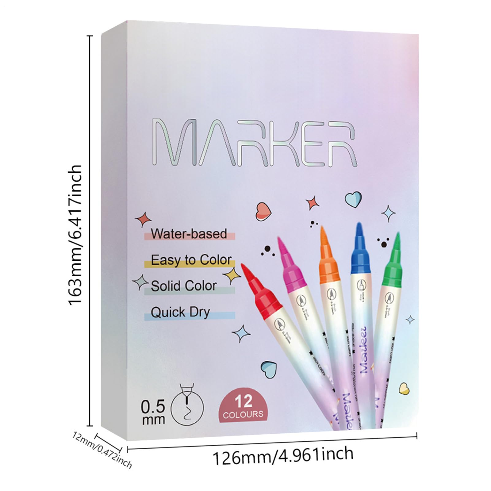 Penna Smalto per Unghie,Set 12 Colori ad Acqua - Pennarelli Smalto A Doppia Punta Per Bambini - Per Donne E Ragazze Gel Manicure Puntinatura Disegno E Pittura