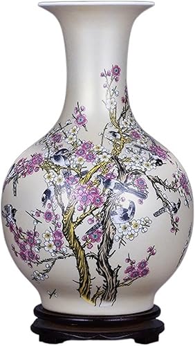 INGVY Flower Vase Large Ceramic Floor Vase Living Room Arrangement Flower Decoration Tv Cabinet Ornament Crafts Color Happy Eyebrow Appreciation