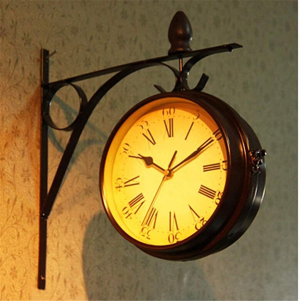Mnuvxzaewf One Color European Quartz Silent Needle Garden Indoor Outdoor Hanging Decoration Clocks