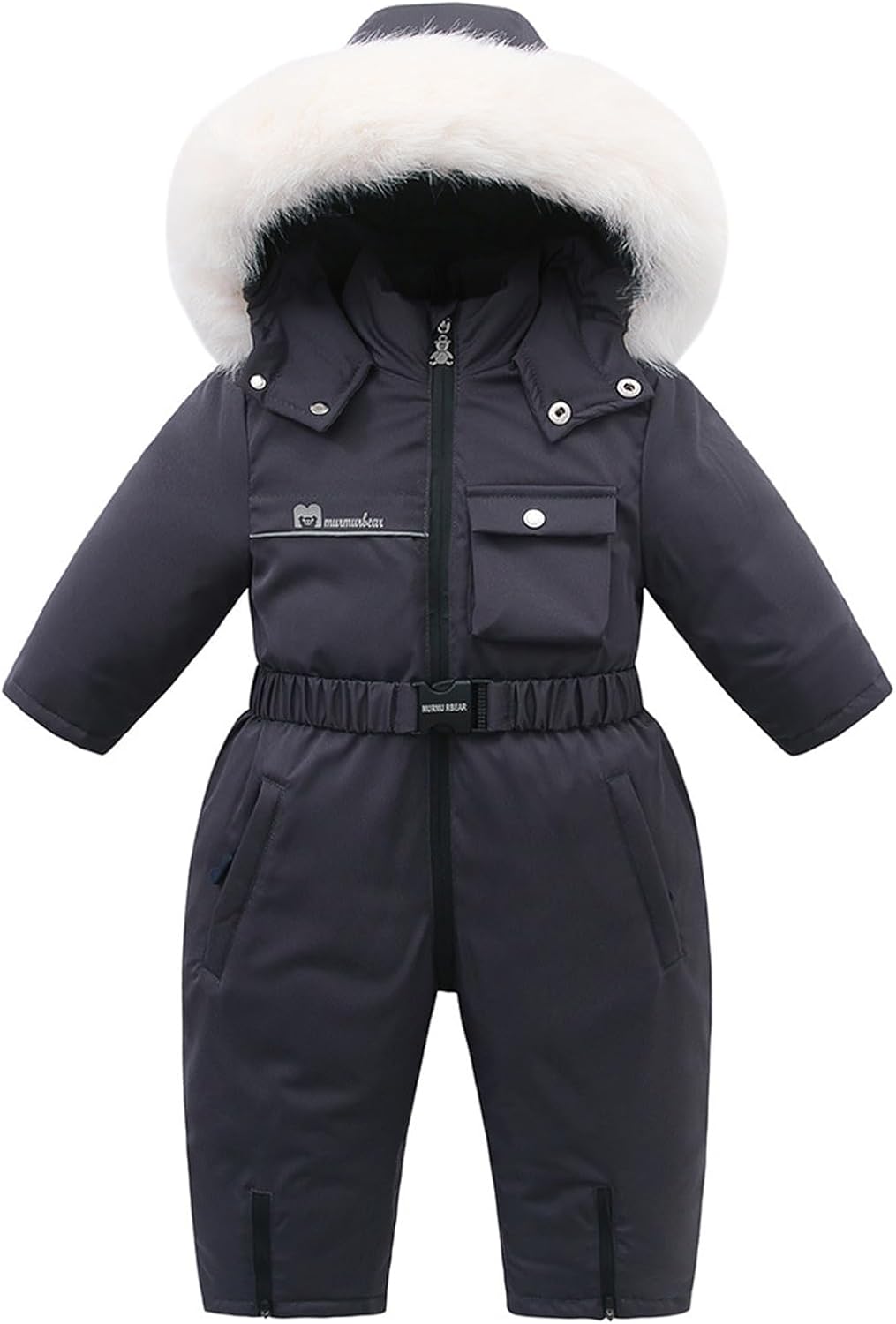 BRONG Invierno Niños Traje De Esquiar Mono Impermeable Una Pieza Encapuchado Mameluco Forro Polar Chaquetas De Esquí Niñas Cremallera Amarillo 12-18