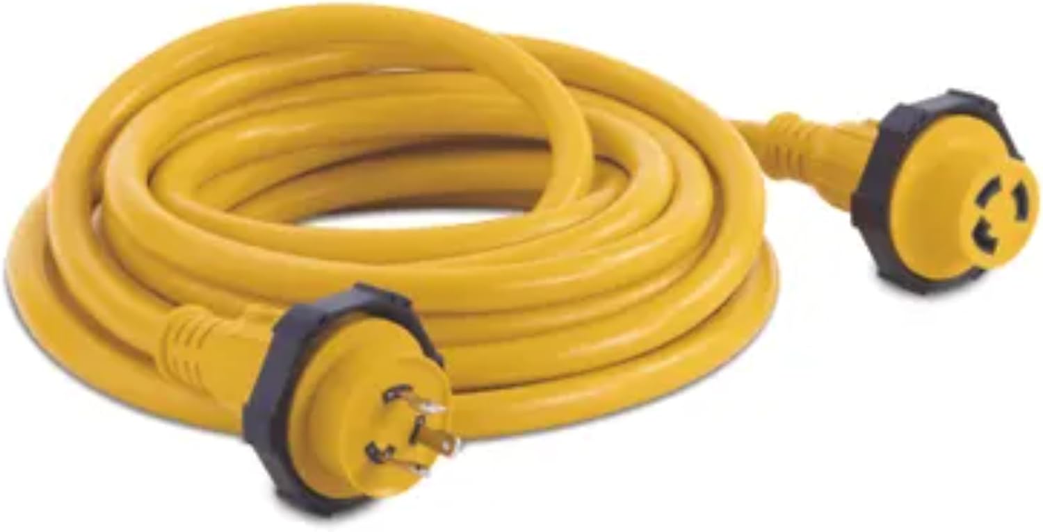 Sierra Marine Reliable Shore Power Cordset AC12370 - Corrosion-Resistant NMEA Connectors, 50 Amp RV Extension Cord - Watertight Nylon Sleeve, LED Indicator, UV-Resistant - 25ft