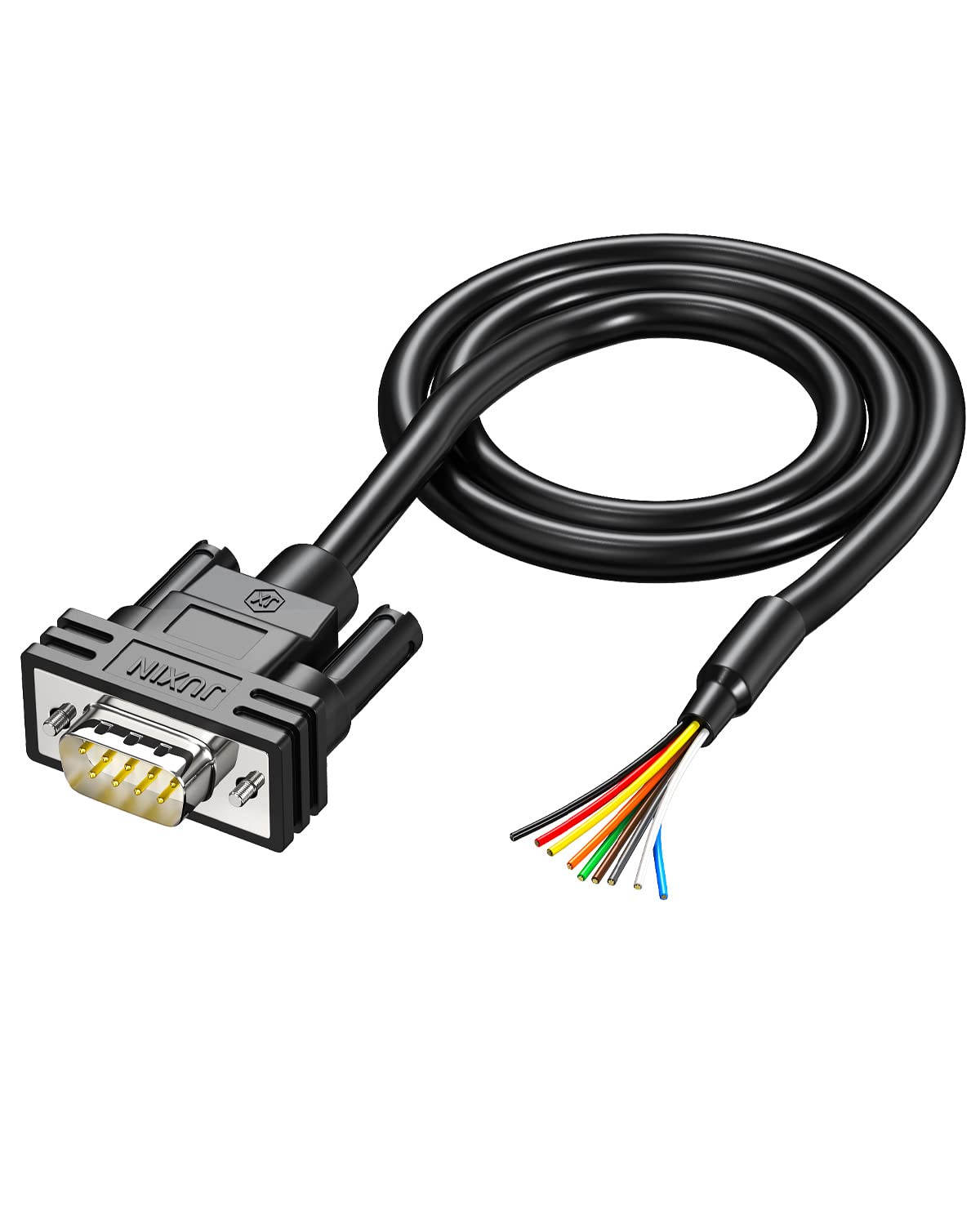 JUXINICE DB9 Serial Extension Cable 9 pin Male Connector to Bare Wire, D-SUB 9-Pin RS232 485 Serial Cable with Bare Wire End Cable (DB9 Male, 3FT)