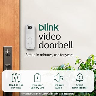 Blink Video Doorbell + 2 Outdoor 4 Cameras: Wireless HD Security System, 2-Year Battery Life, Sync Module Included