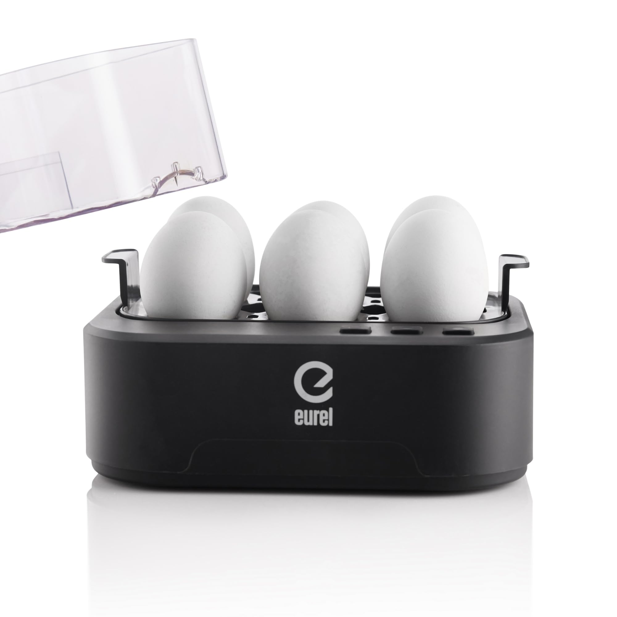 EUREL KJ42 - Olla de huevos eléctrica con función de voz y apagado automático - Huevo compacto con vidrio dosificador y perforador - Sin BPA