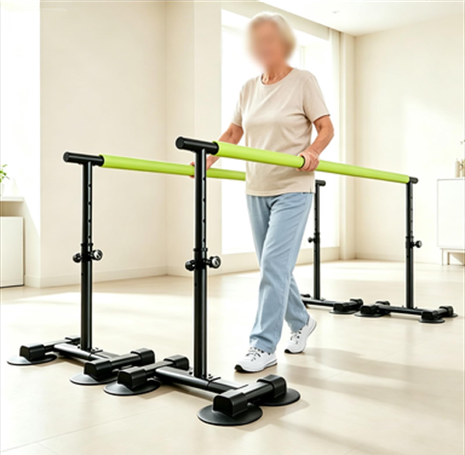 ,150cm/59in,Barras Paralelas para Fisioterapia En Casa, Estructura De Soporte para Equilibrio Y Marcha con Altura Ajustable, Equipo De Rehabilitación Y Movilidad para Personas Mayores