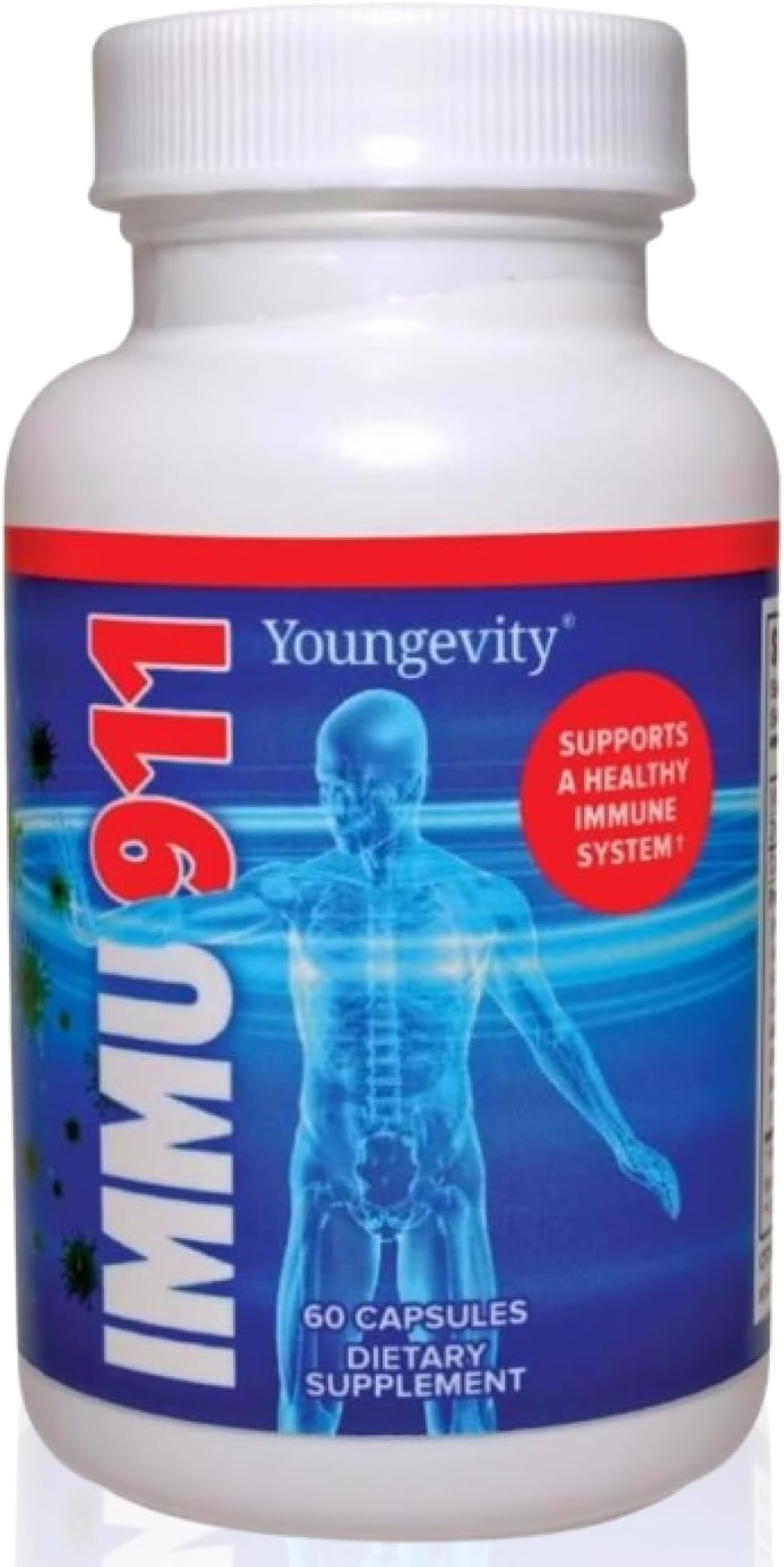 Youngevity Immu-911™ Advanced Immune - Colostrum, Vitamin C, Zinc, Echinacea, Astragalus, PAU D'Arco Bark + 6 Mycelial Mass Mushrooms for Immune Defense and Boost (60 Capsules)