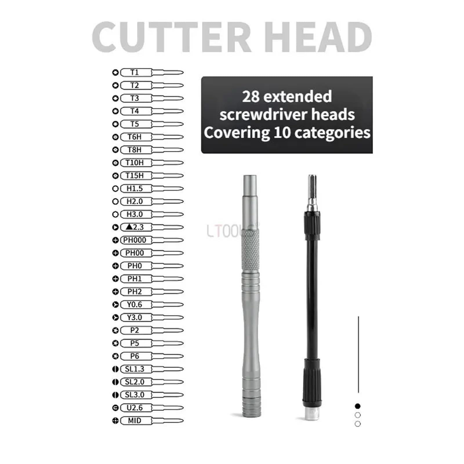 Set di cacciaviti 30 in 1 Punte magnetiche di precisione Punta for cacciavite Torx Hex Phillips Kit di riparazione for telefono cellulare Utensile manuale con maniglia