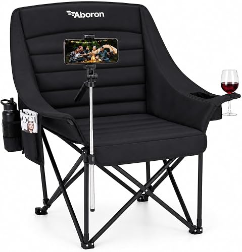 Camping Chairs for Adults, Oversized XXL Padded Folding Outdoor Camp Chair