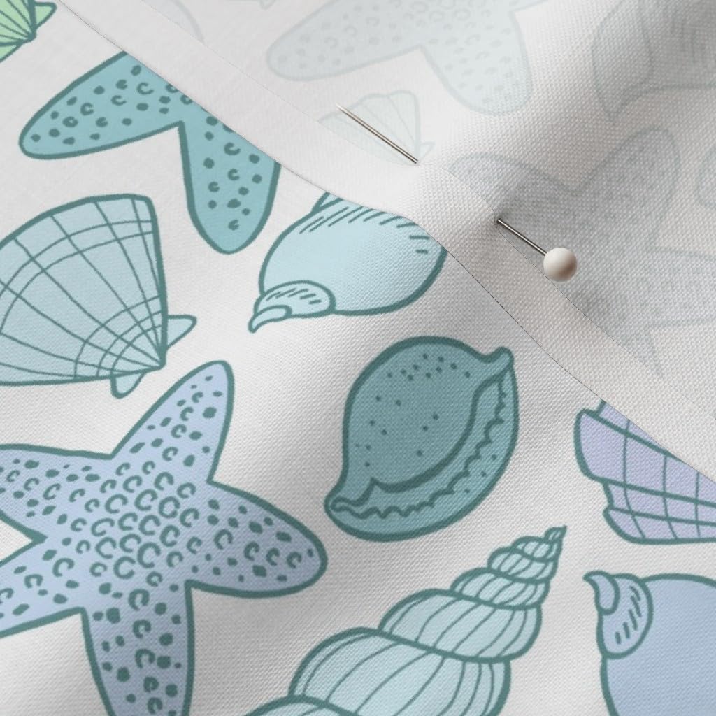 Spoonflower Fabric - Seashells Cool Sand Beach Shells Starfish Colors Sea Printed on Petal Signature Cotton Fabric by The Yard - Sewing Quilting Apparel Crafts Decor