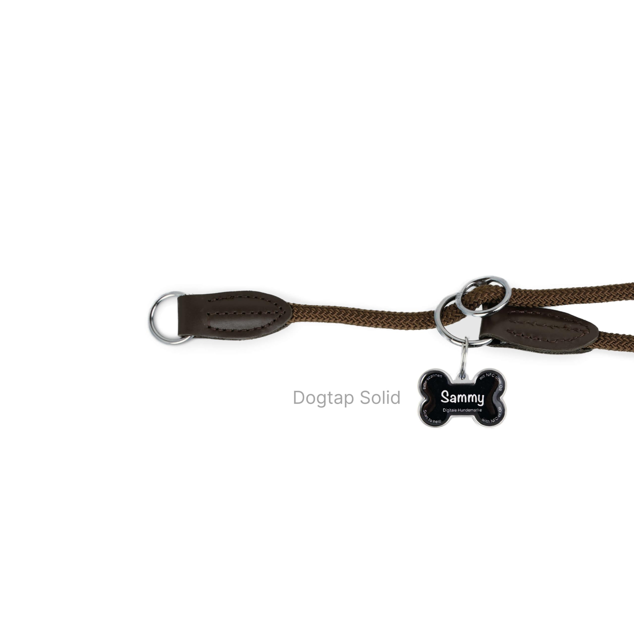 Solid, digitale Hundemarke mit NFC und QR-Code, personalisierbar mit Namen, PVC/Metall, 41,6 × 28,5 mm, wasserfest und robust