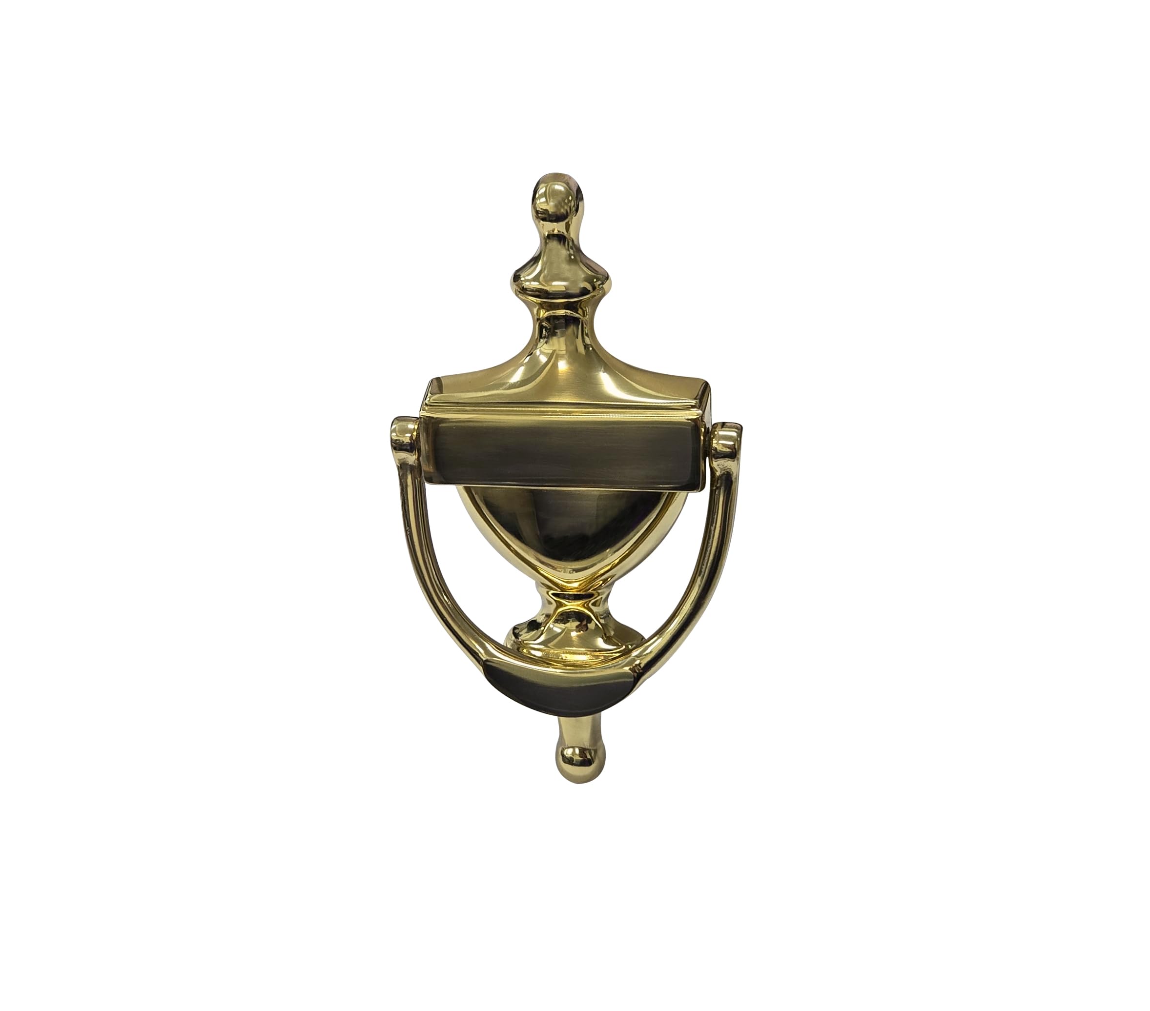 QCAA Solid Brass Door Knocker, 7", Polished Brass, 1 Pack, Model K01-001