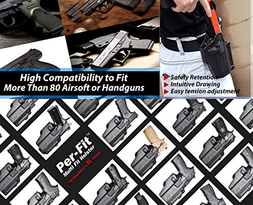 Multi-Fit Gun Holster Fits 80+ Pistols, Owb Tactical Holster For Glock/Sig Sauer/Cz/Ruger/Springfield/Beretta/S&W M&P/1911/Taurus/Hk/Cz/Walther, 360° Adjustable Open Carry Holster - Right Handed #TOP7