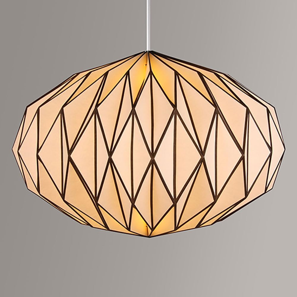Origa White, Black Pinstripe Oval Origami Paper Lampshade